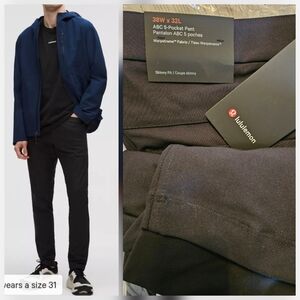 Lululemon ABC Skinny Fit Pants in Black Warpstreme 38" x 32"L